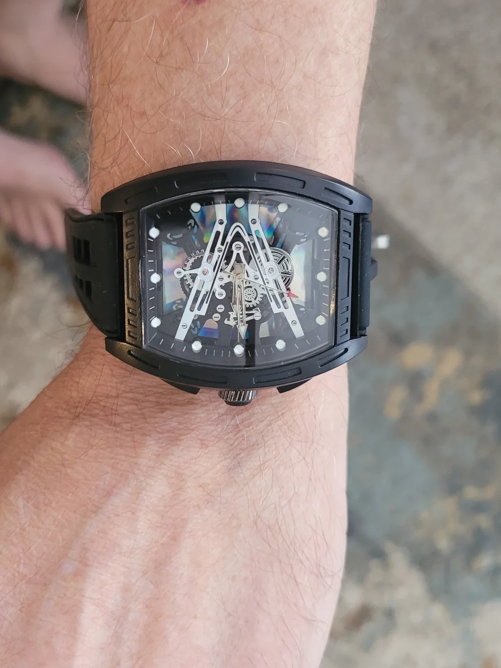 Black Skeleton Dial Sports Watch - Unbranded